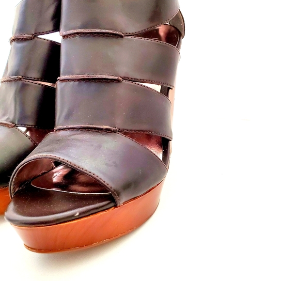 Ann Taylor Loft Kourtney Brown Leather Wedges Size 8 - Picture 2 of 10